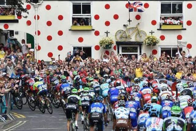 The Tour de France passes the spotty house in Knaresborough