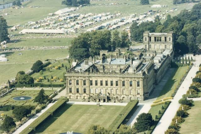 An aerial view of the first Chatsworth Country Fair in 1981