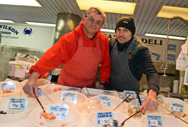 Nigel Berry and Darren Proctor, Doncaster Fish Market traders pictured. Picture: Marie Caley NDFP 13-01-15 Market MC 2