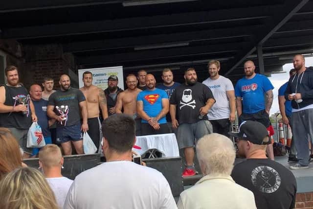 Competitors at the Doncaster strongman competition.