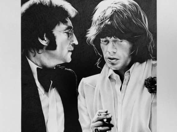 One of Steve's pictures, featuring John Lennon and Mick Jagger