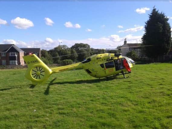 An air ambulance landed at Warmsworth last night
Picture: Mark Laidler