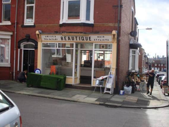 Work starts on converting the Beautique salon into Arkwright's corner shop once more. (Photo: Tony Critchley).