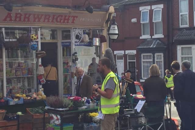Sir David Johnson returned to Doncaster this morning to begin filming of the third series Still Open All Hours.