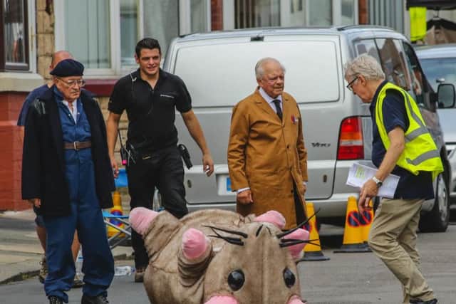 The actors film scenes for the new series of Still Open All Hours.