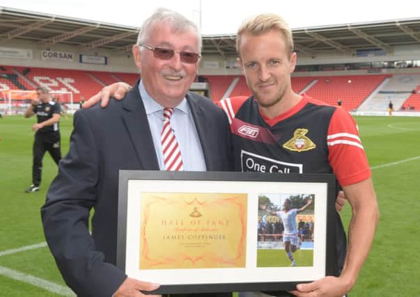 James Coppinger became the first inductee into the Doncaster Rovers Hall of Fame on Saturday with a presentation from club president Dick Watson