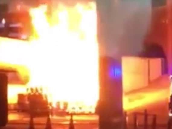 The inferno at Doncaster Interchange. (Photo: David Alan Simon).
