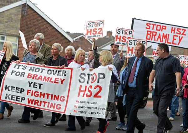 Kevin Barron, MP, pictured as he joins protesters as they march through Bramley against the HS2. Picture: Marie Caley NSST HS2 Protest MC 7