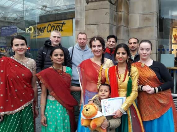 The dancers and their 'backstage crew' outside Sheffield train station
