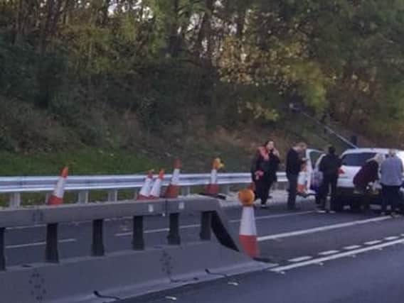 There is currently one lane blocked and queuing traffic on M1 northbound between M18 and J33, A630 as a result of the accident.