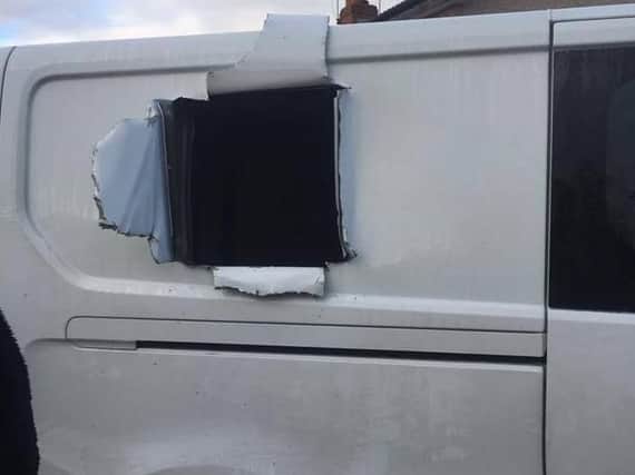 Thieves cut through a section on the right-handside of the van to gain access to the tools, which was parked in Long Grove, Stainforth when the burglary took place in the early hours of Saturday.