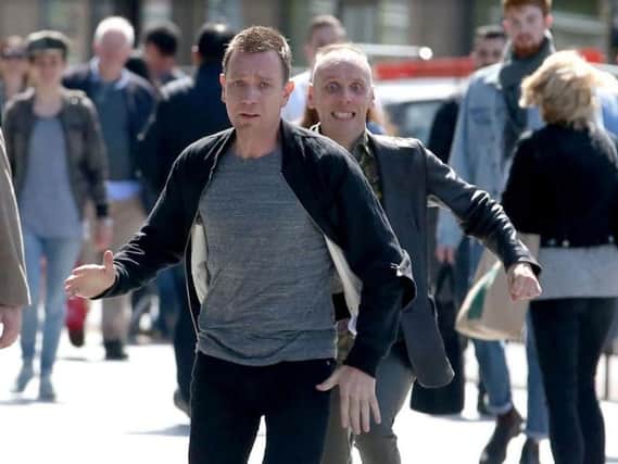 Ewan McGregor and Ewan Bremner filming in Edinburgh. Picture: Jane Barlow