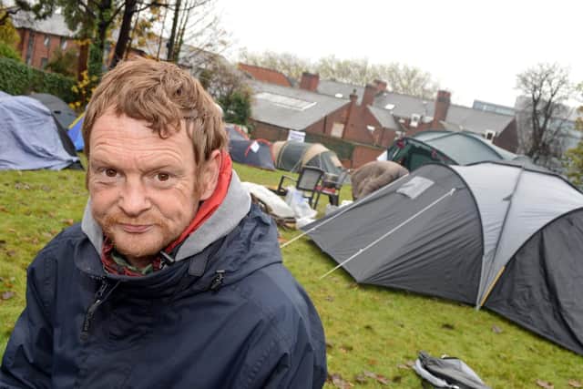 Andrew Lewis,42, of Doncaster, has taken up residence at Doncaster's Tent City. Picture: Marie Caley.