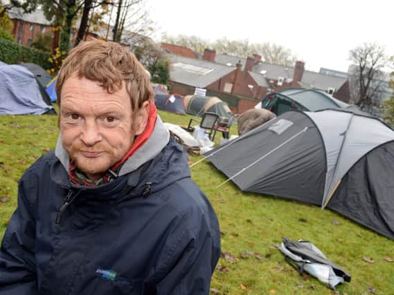 Andrew Lewis,42, of Doncaster, has taken up residence at Doncaster's Tent City. Picture: Marie Caley.