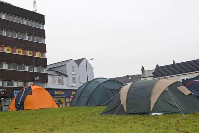 Doncaster Tent City sprung up on council-owned land over the weekend. Picture: Marie Caley