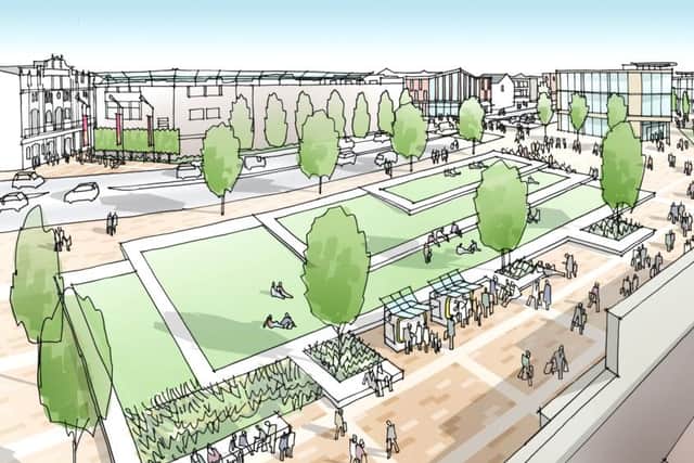 Artists impression of how the area around Doncaster Station could appear under the town centre masterplan