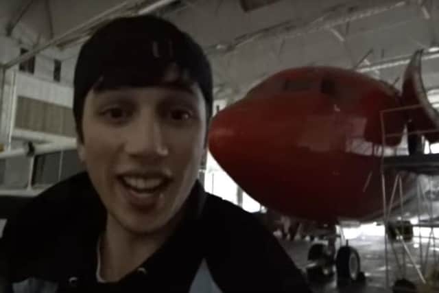 A police investigation is underway after group of urban climbers who call themself 'Nightscape' videoed themselves sneaking into Doncaster and climbing into the cockpit of a jumbo jet. Picture: YouTube