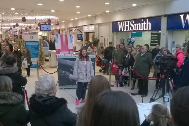 Rebecca Coverly entertains the crowds at the Britain's Got Talent auditions.