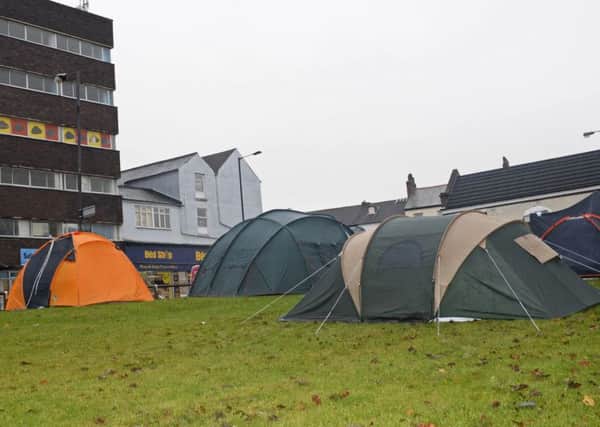 Doncaster's Tent City, on the former site of the Doncaster Civic Theatre. Picture: Marie Caley NDFP Tent City MC 5