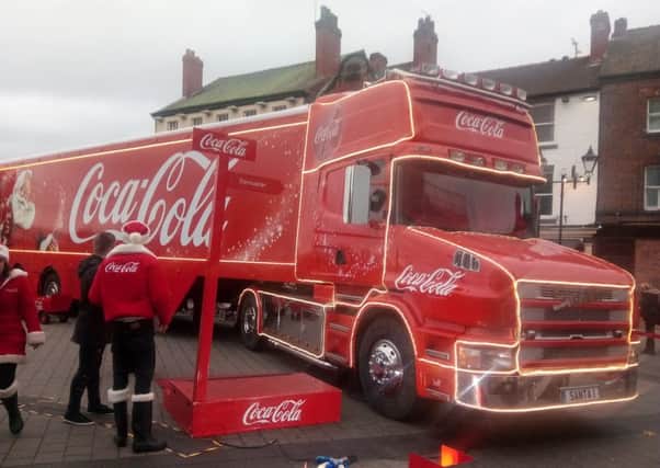 The Coca Cola truck in Market Square, Doncaster, on December 8 2016.