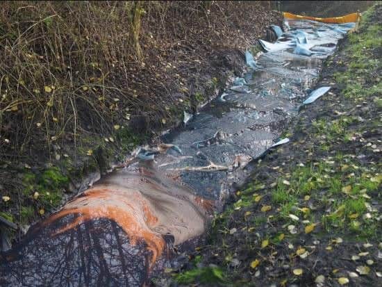 The Environment Agency is cleaning up a 'large diesel spillage' upstream from Potteric Carr. Picture: The Environment Agency.
