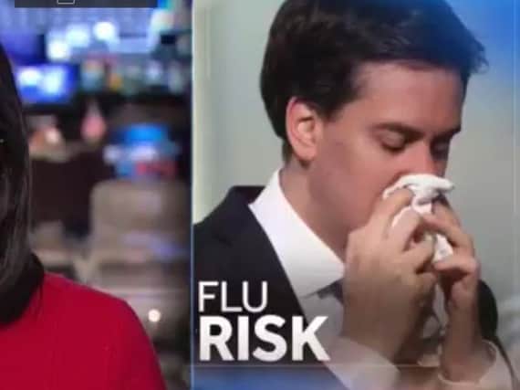 The photo of Ed Miliband used to report on flu in America.