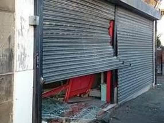 This was the scene in Majeed Brothers in Mexborough following a 'ram-raid' at around 3.30am yesterday morning.