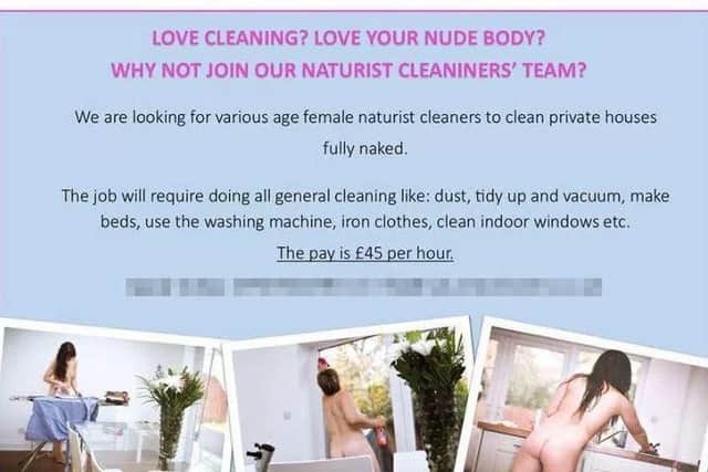 The advert has spread via Facebook. (Photo: Facebook).
