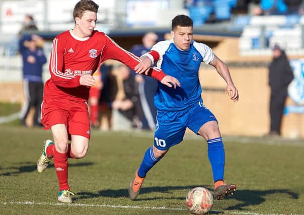 Jonathan Fusco (right) scored his first goal for Rossington in the win over Hallam.