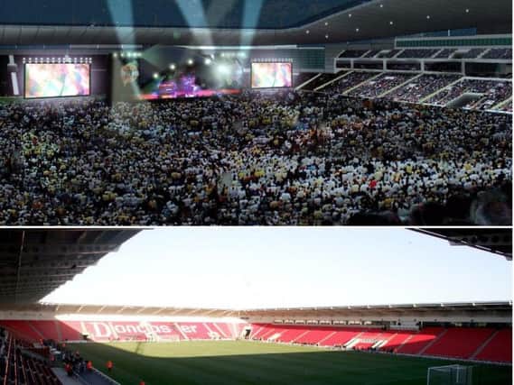 The finished Keepmoat Stadium looks a little different to how it was planned.