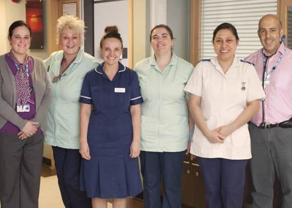 Doncaster Royal Infirmary Mallard Ward team (I-r): Toni Parkes, Michelle Appleton, Joanne Sayles,Emma Parkes, Martha Amoc and Dr Rod Kersh
