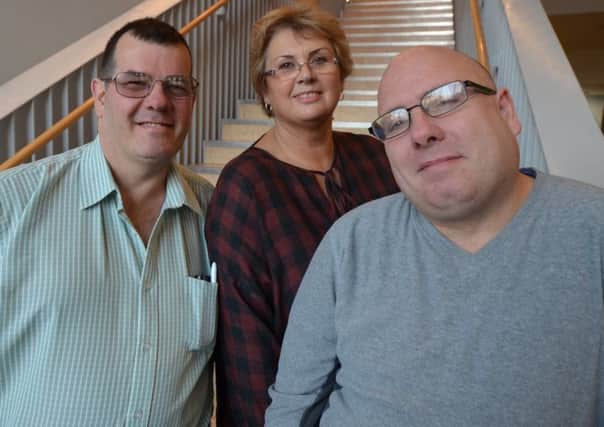 Mark Johnson (left) and Raymond Humphreys who both have a learning disability and former Healthwatch Doncaster official, Kay Kirk