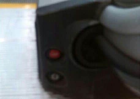 The actual emergency stop button on the escalator at Frenchgate Shopping Centre in Doncaster