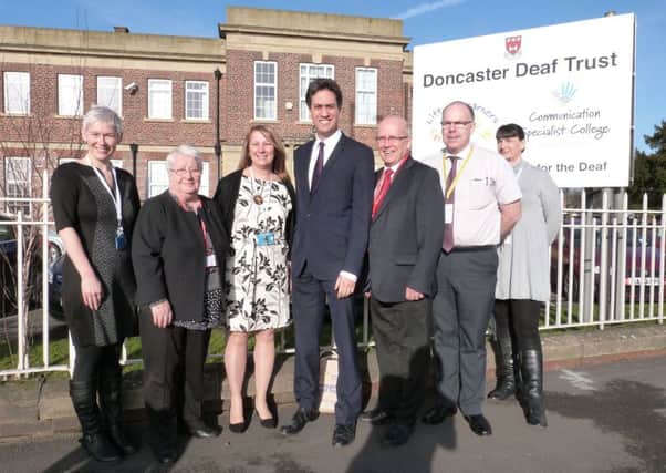 Ed Miliband MP at Communication Specialist College Doncaster, part of Doncaster Deaf Trust