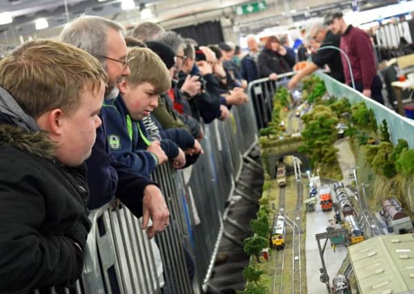 Visitors flock to the Hoopers Aggregates layout at Doncaster Racecourse, during the Festival of British Railway Modelling show. Picture: Marie Caley NDFP Railway MC 4