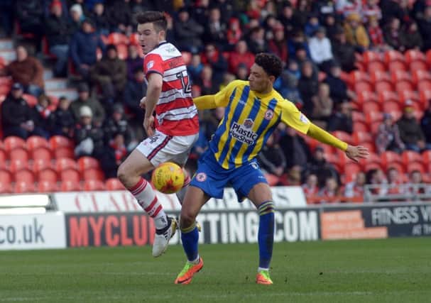 Harry Middleton in action for Rovers against Accrington. Photo: Marisa Cashill