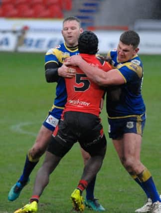 Russ Spiers (right) pictured in action against Coventry. Photo: Rob Terrace