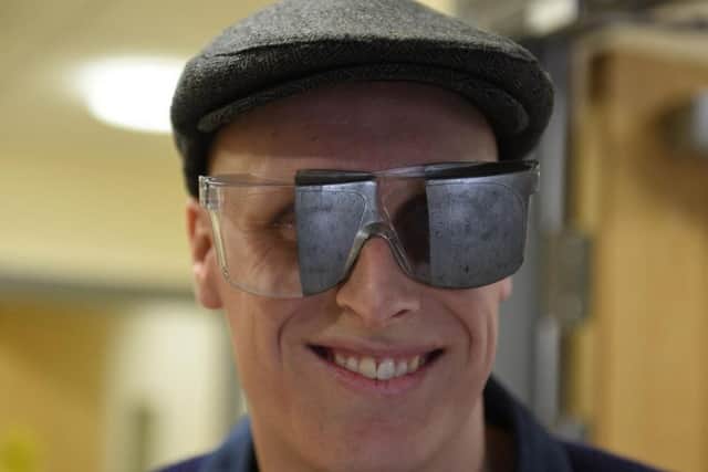 Doncaster Free Press reporter Matt McLennan got an insight, albeit temporary, into being visually impaired at the Partially Sighted Society