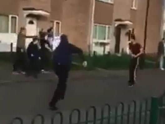 Dozens of people were involved in the brawl.