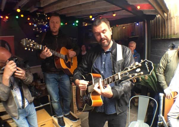 BBC Music Day stars Jon McClure and Ed Cosens of Reverend and the Makers - playing a free acoustic set at Sheffield's famed Frog and Parrot pub.