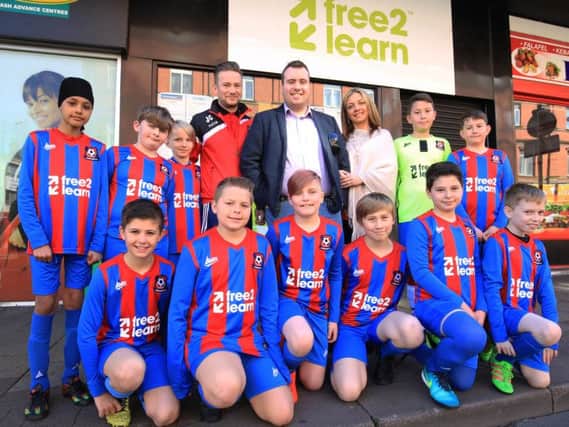 Bessacarr U11's Greens at Free2Learn. Pictured back, from left are Bobbi Singh, Aaron Suddaby, Harrison Ward, manager Jon Cook, Free2Learn chief commercial officer Andy Hibbit, partner Kasia Raszewska, Ethan Earl and Jack North.
Front from left are Ashton Richards, Reuben Shaw, Simon Wilkins, James Neville, Zak Pye and Alexei Burke-Lejeune.