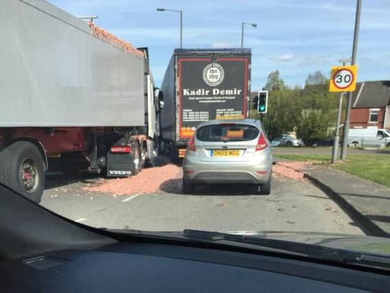 The aftermath of the lorry spill. (Photo: Martyn Didcott).
