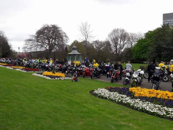 Bikers parked up in Weston Park after the ride
