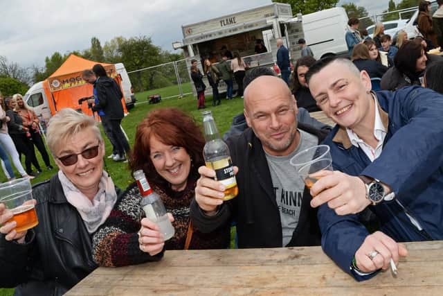 Alison Waugh, Julia Whitfield, Lee Whitfield and Theresa Todd, all of Doncaster, pictured at the Fake Festival.