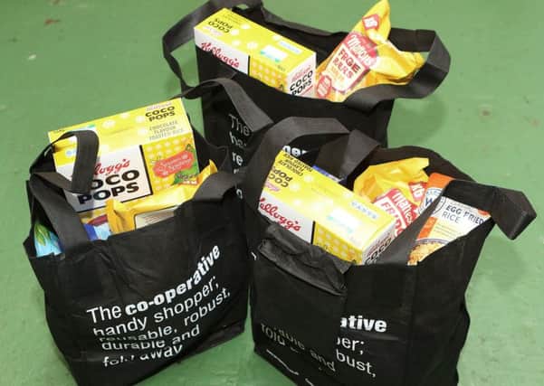 Salcare, bags ready for collection in the food bank