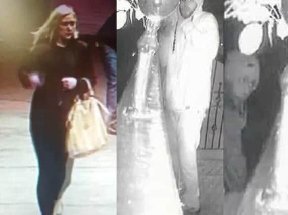 CCTV of people wanted in connection with an arson attack.