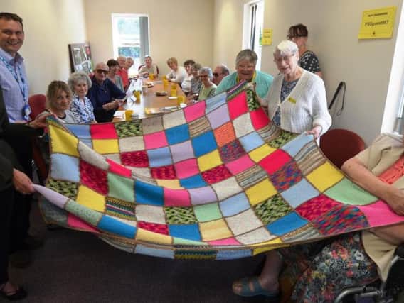 Anita Plant, left, and David at the knit and natter group