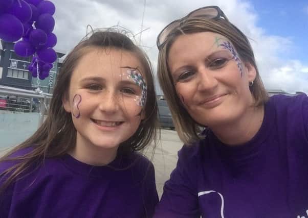Sarah Isle with daughter Makayla during their sponsored walk to raise Kidney Research funds