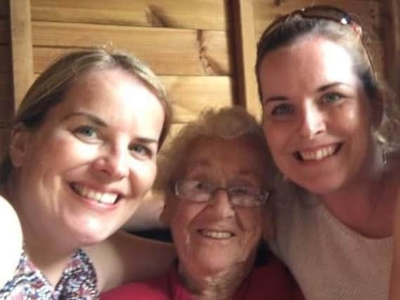 Lily Hutchinson with her granddaughters Rachel White (left) and Jane Cartwright (right)