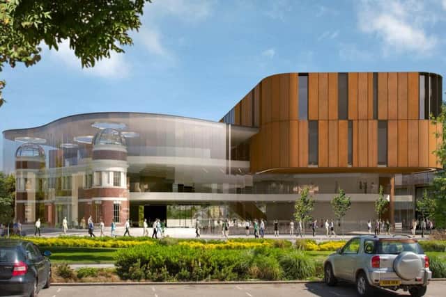 The planned Doncaster museum, library, and archives building built around the former Doncaster Girls Grammar School